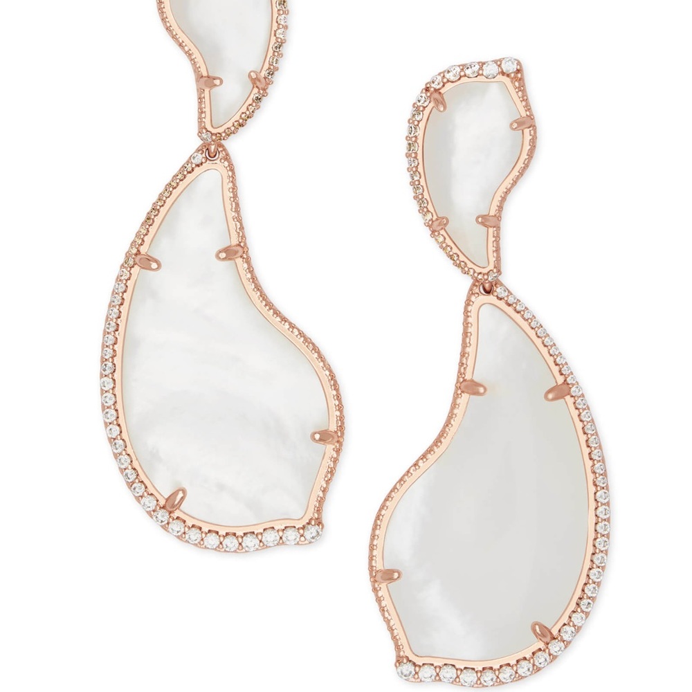 NEW KENDRA SCOTT Mother of Pearl Rose Gold Earring - Picture 3 of 4